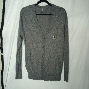 Purdue Charcoal Cardigan with Logo